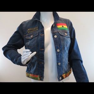African inspired Blue Jean Jacket